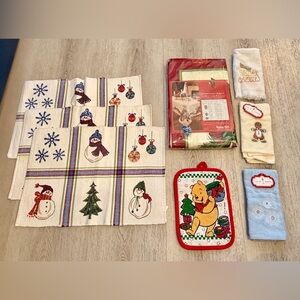 Festive Holiday Kitchen Set with Snowman and Winnie the Pooh